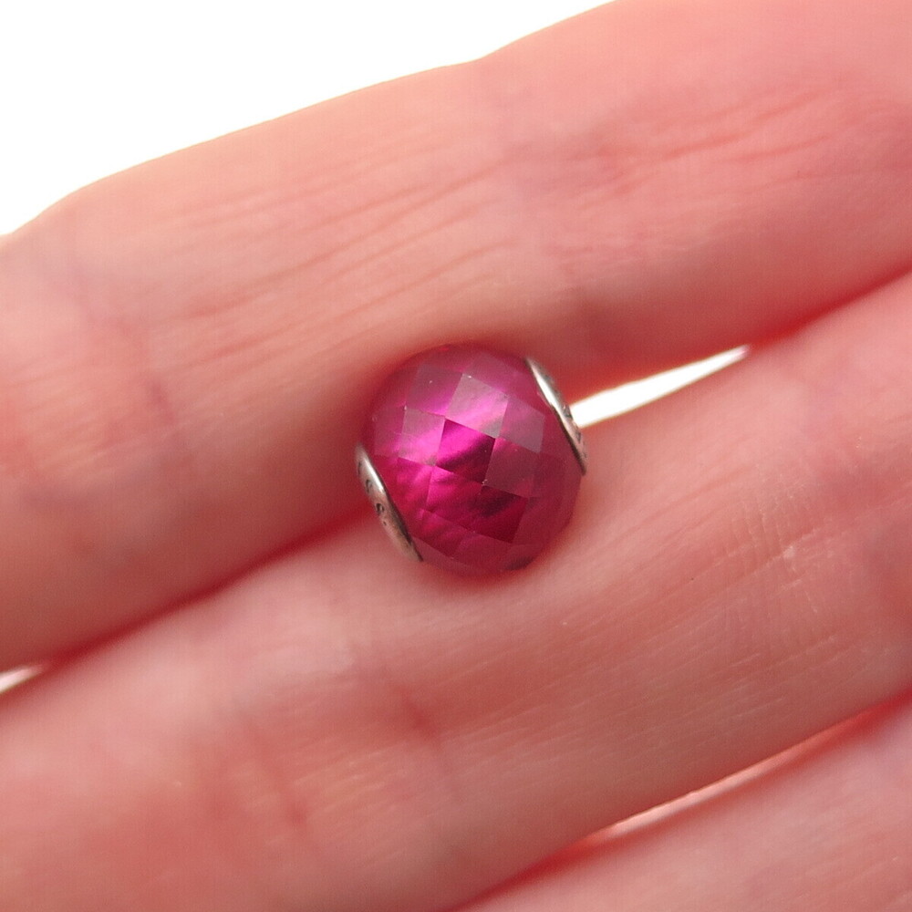 Pandora 925 Sterling Silver Real Ruby Essence Happiness Slide Bead Charm